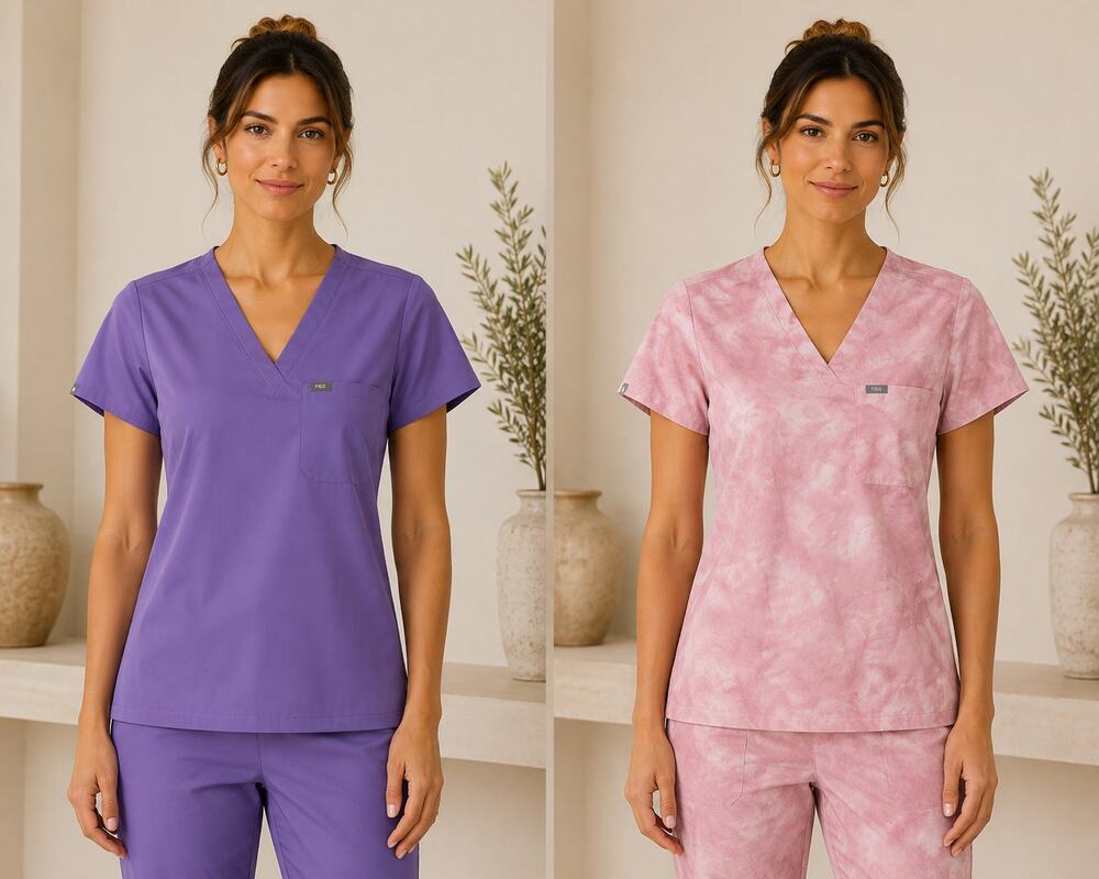 FIGS Catarina Scrub Top Bundle XS Pink & Lavender Purple Technical Collection